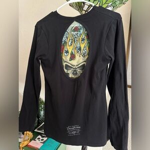 Vintage Harley Davidson Black Long Sleeve with Skull Mesh back cutout size L